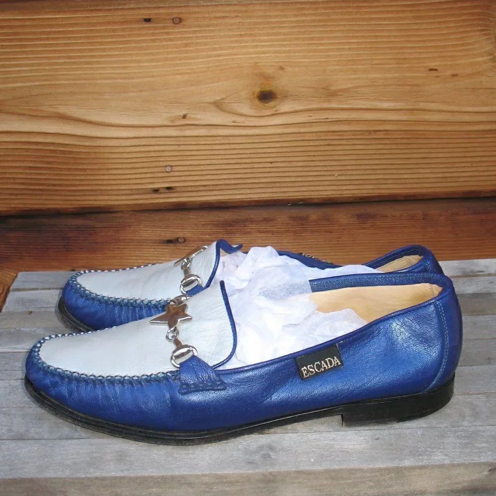 Vintage Blue Silver Loafers 